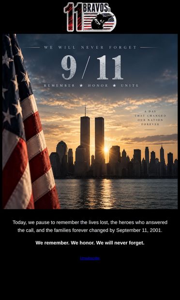 Never Forget - email from 11Bravos
