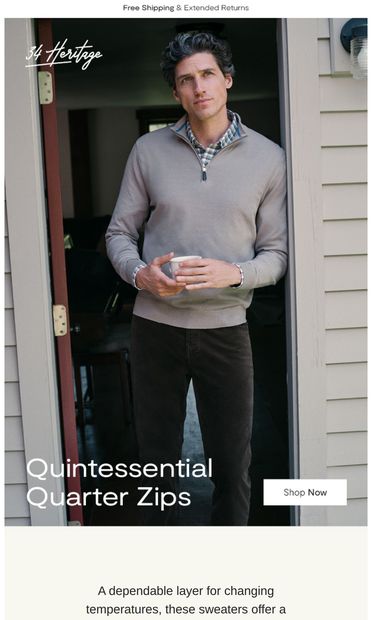 The Quarter Zip, Two Ways - email from 34 Heritage