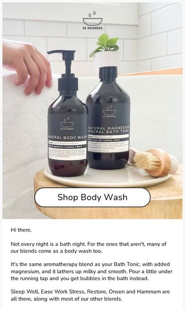 Not a bath night? - email from 39 Degrees