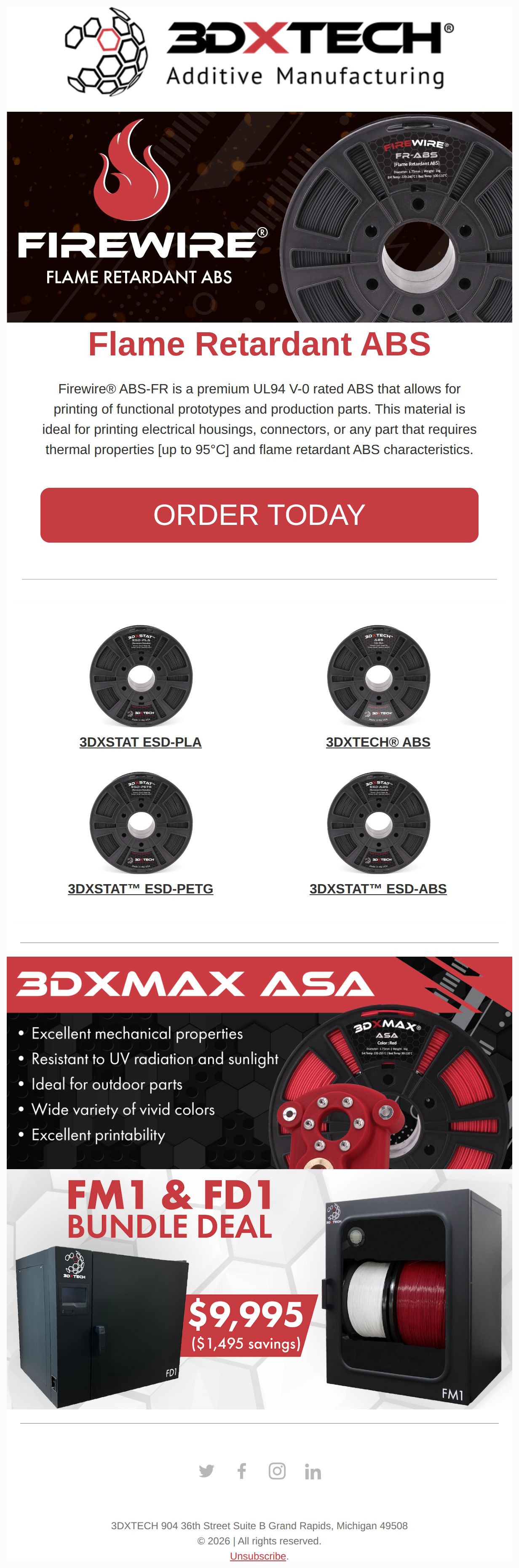 Discover UL94 V-0 Rated ABS - email from 3DXTECH