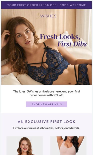 New Here & 10% Off 💋 - email from 3WISHES