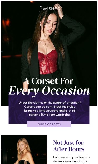 Corsets Are Having a Moment  💋 - email from 3WISHES