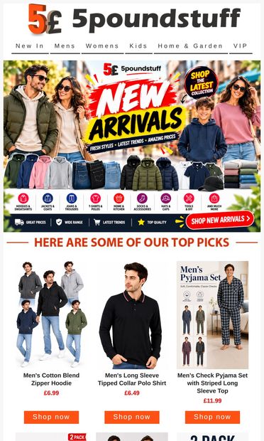 Just Dropped! Discover Our New Arrivals - email from 5poundstuff