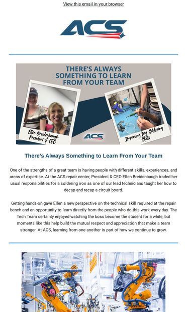 Thereβs Always Something New to Learn at ACS - email from ACS Industrial Services