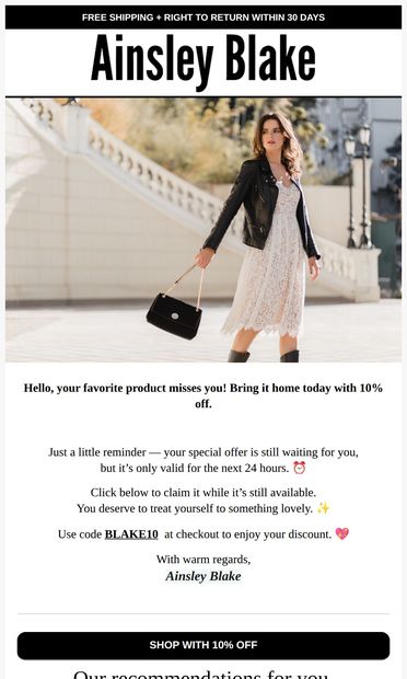 Prices have dropped! - email from Ainsley Blake