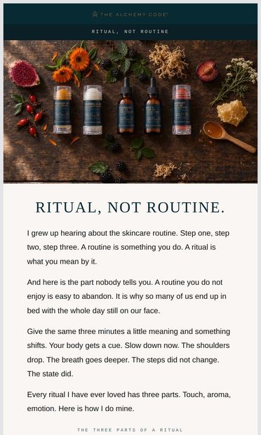 Ritual, not routine - email from Alchemy Code