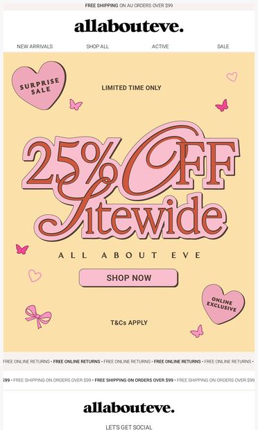 Surprise,  We’re  Having a Sale! - email from All About Eve