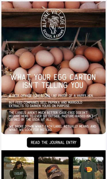 That orange yolk can come from paprika - email from Alpine Village
