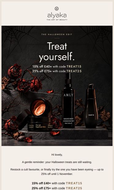Beauty Lover, your treats are still waiting - email from Alyaka.com