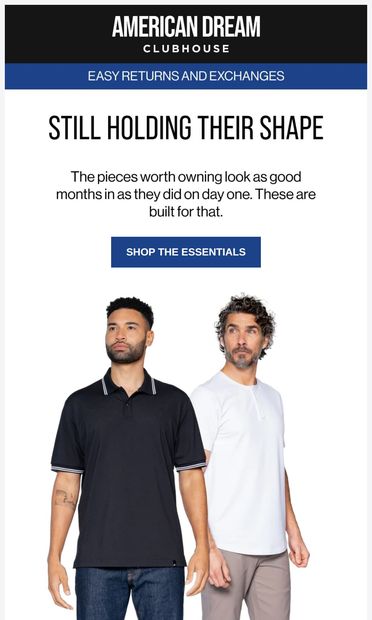 Same shape, months in - email from American Dream Clubhouse