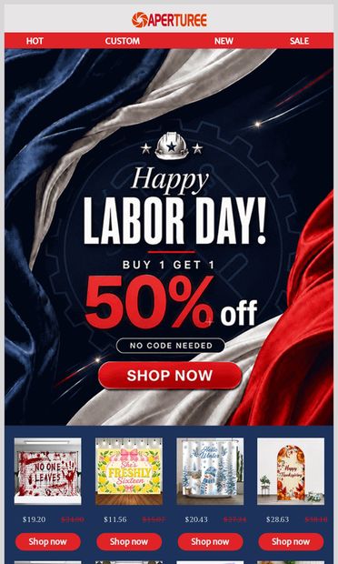 Goodbye summer, hello Labor Day savings! - email from Aperturee
