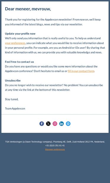Thank you for subscribing! - email from Appdevcon