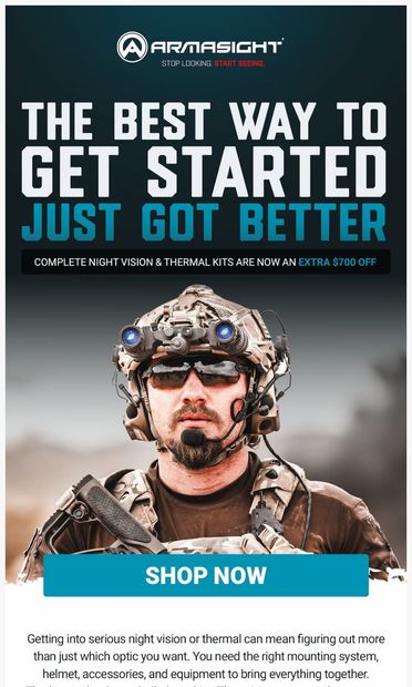 Night vision and thermal bundles are now even better - email from Armasight