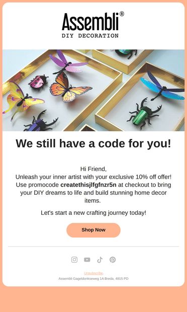 Your Assembli discount awaits! 👀 - email from Assembli