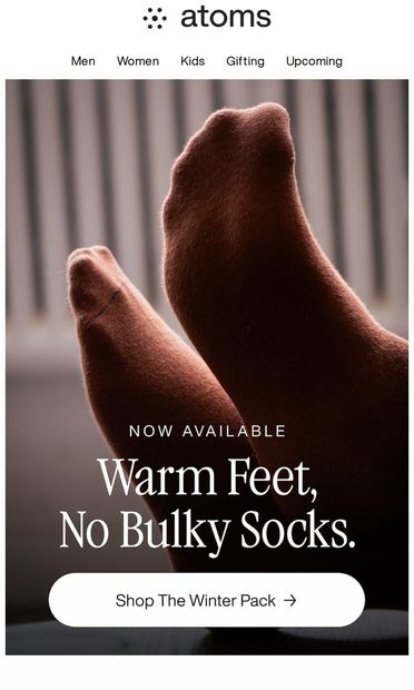The winter socks are here - email from Atoms