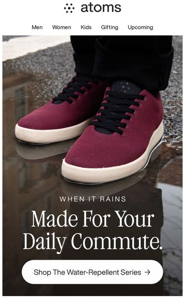 Water-repellent, not waterproof - email from Atoms