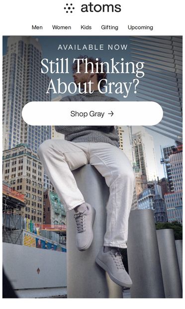 Gray is here, and moving - email from Atoms