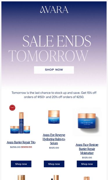 Sale Ends Tomorrow - email from Avara Well