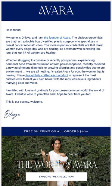 A Letter From Our Founder - email from Avara Well