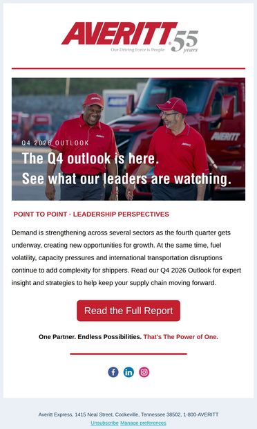 New Q4 Logistics Outlook Is Here - email from Averitt