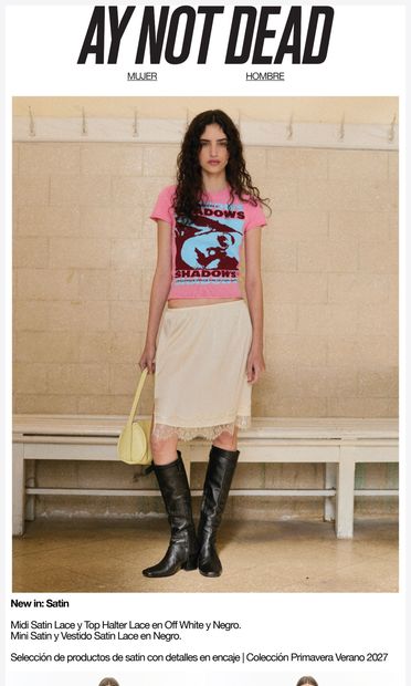 New In: Satin - email from Ay Not Dead