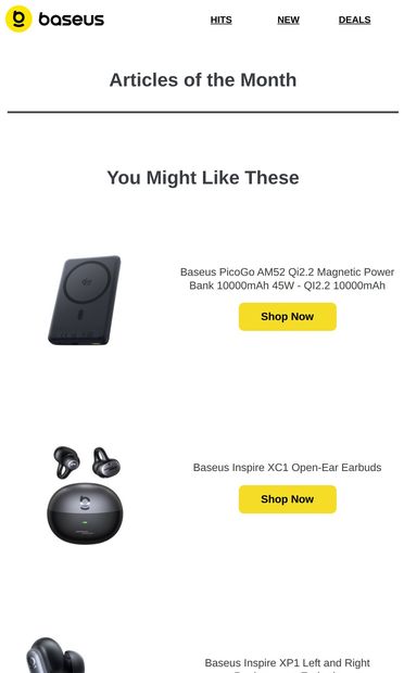 Your October briefing on smarter tech accessories. - email from Baseus