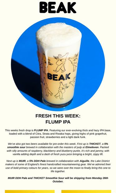 Shipping this week: FLUMP IPA - email from Beak Brewery