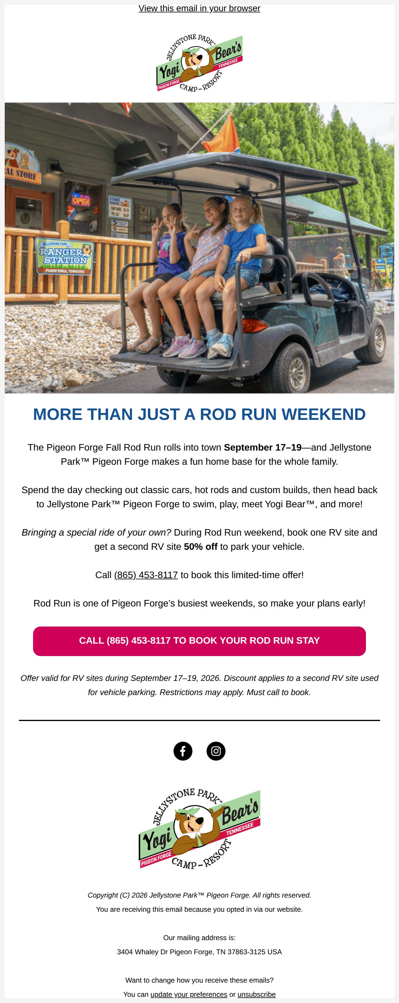 π Rev Up Your Pigeon Forge Weekend - email from Bear Cove Village