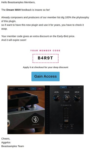 Your member code expires🎸 - email from beastsamples