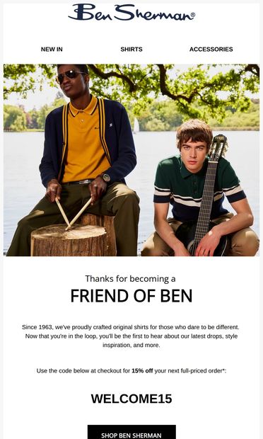 Welcome to the world of Ben Sherman - email from Ben Sherman