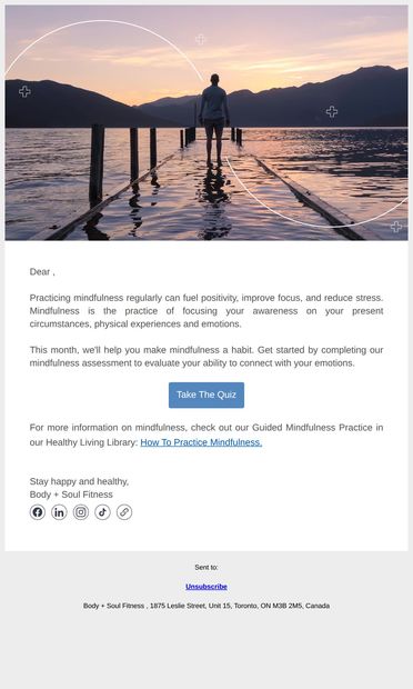 Make Mindfulness a Habit - email from Body + Soul Fitness