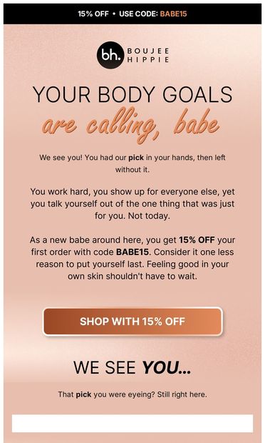 This one's just for you - email from Boujee Hippie