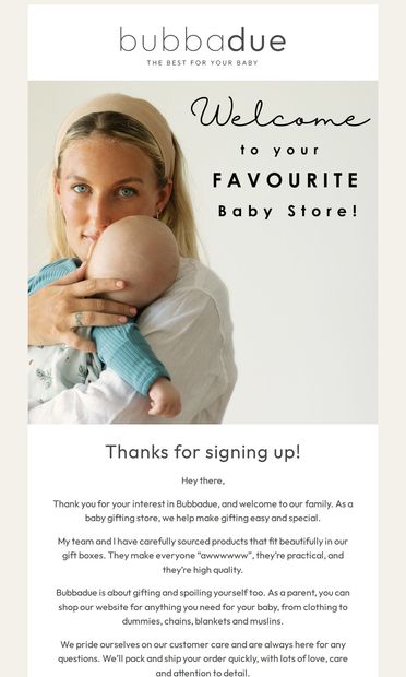 Welcome to the Bubbadue Family! - email from Bubbadue