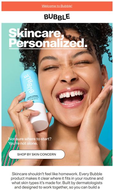 Build a better skincare routine, fast - email from Bubble