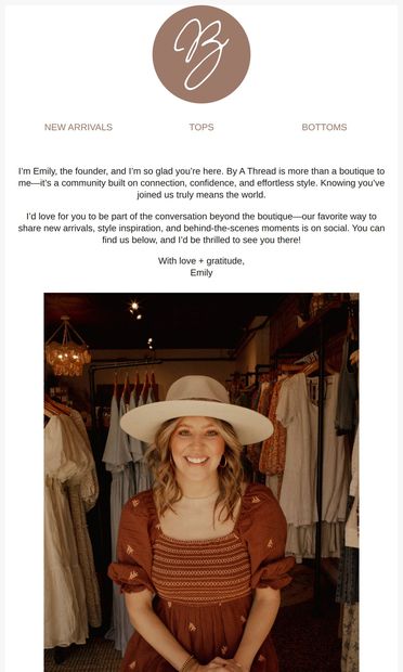 Welcome to effortless style + community - email from By A Thread