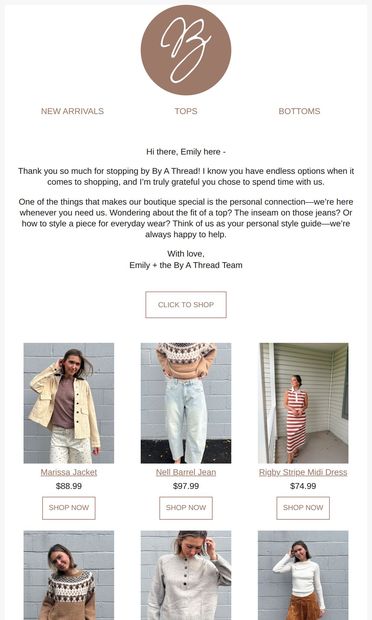 We're here to help! - email from By A Thread