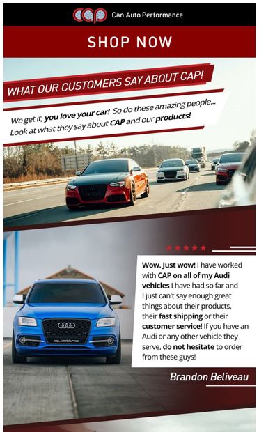 Experience Excellence: CAP Parts Earn 5-Star Reviews! ⭐⭐⭐⭐⭐ - email from Can Auto Performance