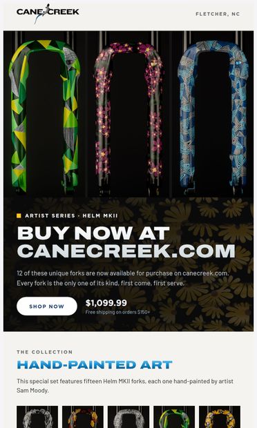 Now available at canecreek.com - Helm MKII Artist Series - email from Cane Creek Cycling Components