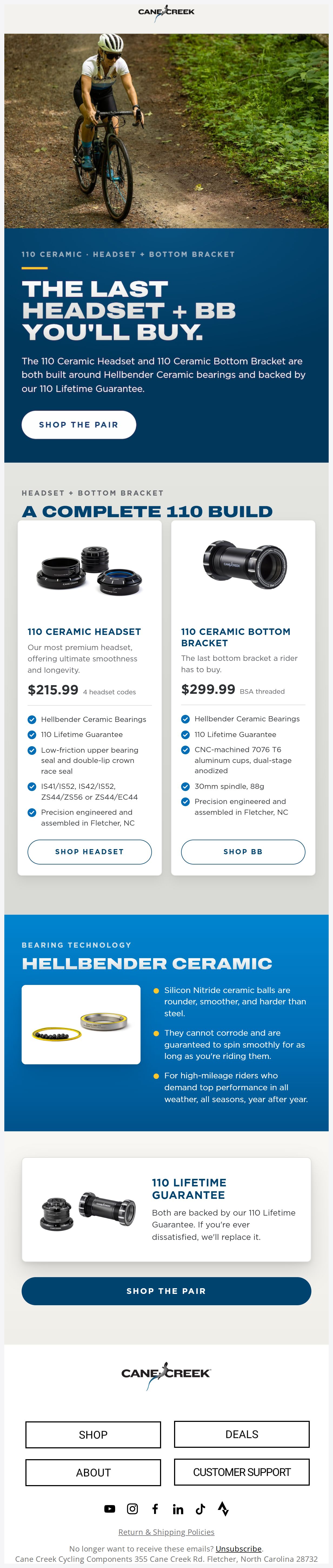 The Last Headset & Bottom Bracket You'll Buy - email from Cane Creek Cycling Components