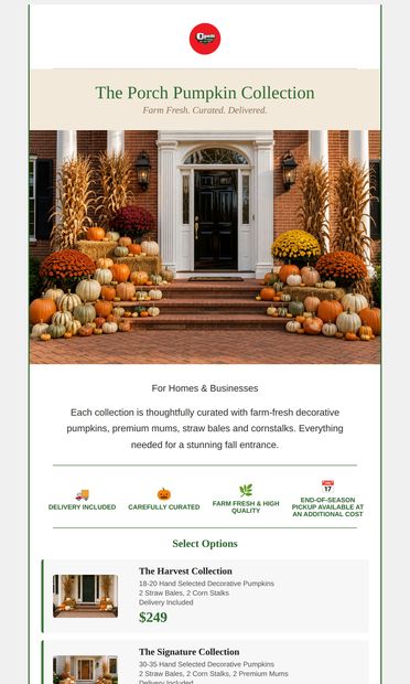 The Porch Pumpkin Collection at Capelli Farms - email from Capelli's