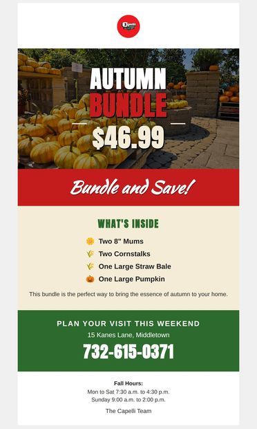 Autumn Bundle is back for $46.99 - email from Capelli's