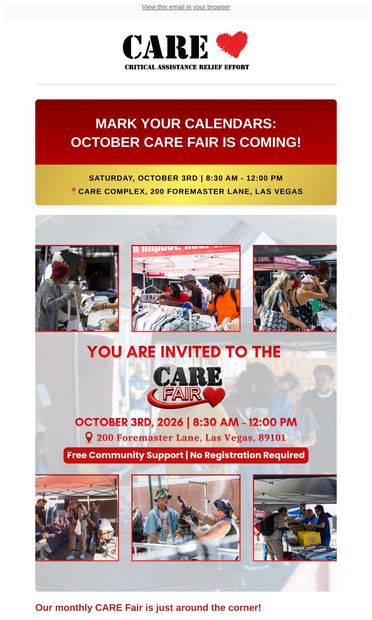 Mark Your Calendars: October CARE Fair is Coming! - email from C.A.R.E. Complex