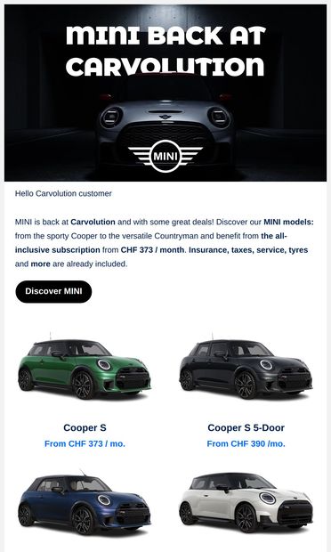🔥 MINI deals you won’t want to miss! - email from Carvolution