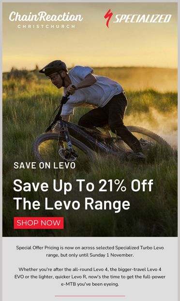 Save up to 21% on the world's most trusted e-MTB - email from Chain Reaction