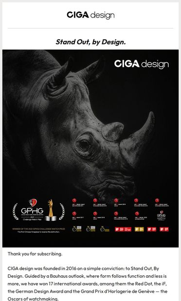 Welcome to CIGA design - email from CIGA design