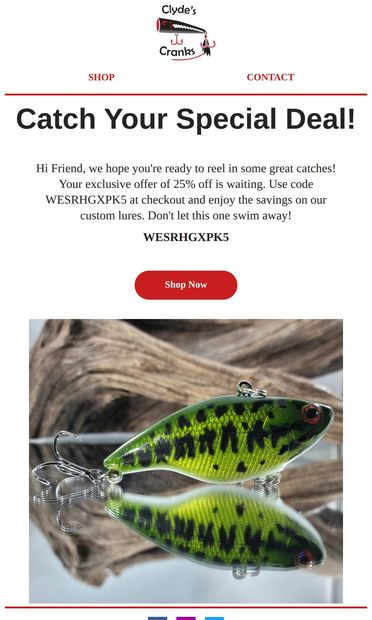 Your deal awaits! Dive in now! - email from Clyde's Cranks