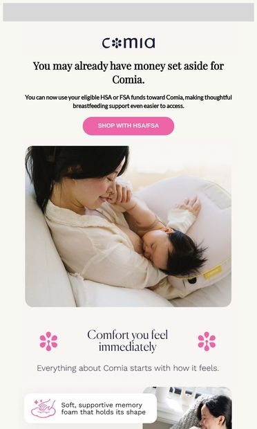 Have HSA/FSA money waiting? - email from Comia Baby