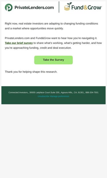 Survey: Share your perspective on today’s market - email from Connected Investors