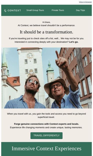 Traveler, here's your toolkit for authentic travel - email from Context Travel
