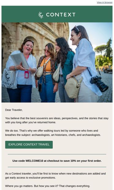 Welcome to Context - email from Context Travel